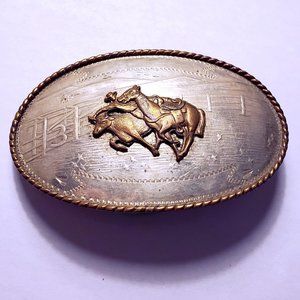 SILVER rodeo belt buckle Steer Wrestling cowboy